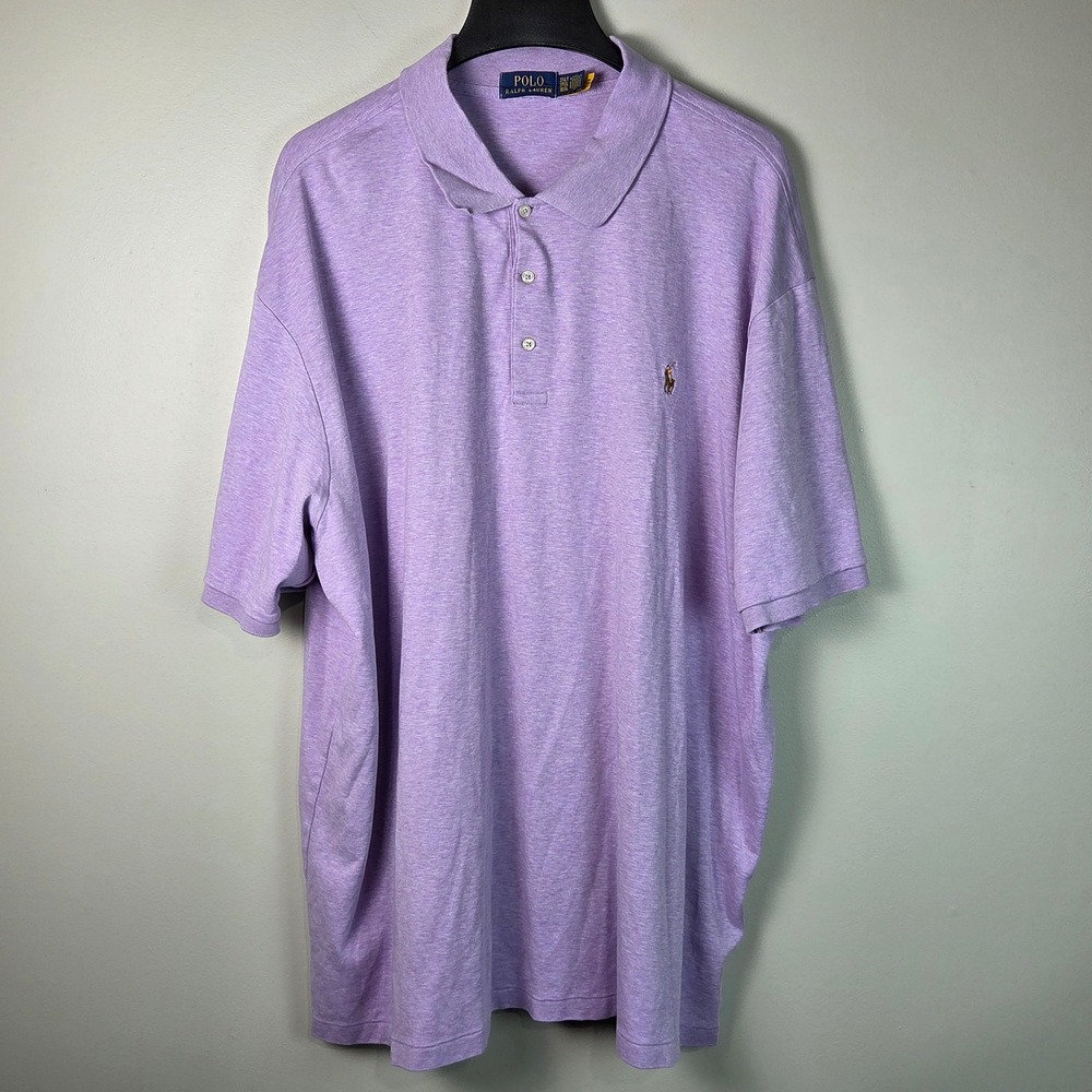 Polo Ralph Lauren Polo Shirt Mens 3XLT Purple Heathered Jersey Short